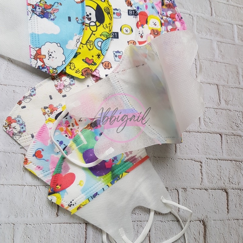 𝘈𝘉𝘎✰ Masker Duckbill Anak BTS mix COWO CEWE / Duck bill Anak Motif Karakter BT21 isi 50 pcs / MASKER DUCKBILL GARIS ANAK COWOK CEWEK 1026