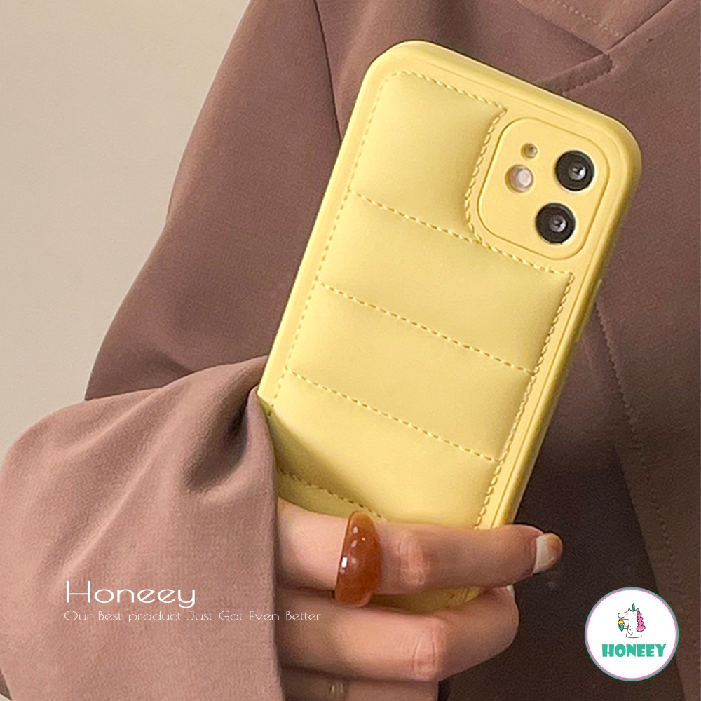 Soft Case TPU Tebal Shockproof Motif Jaket Down 3D Kuning Untuk IPhone 14 13 12 11 Pro Max X XS XR 8 7 Plus