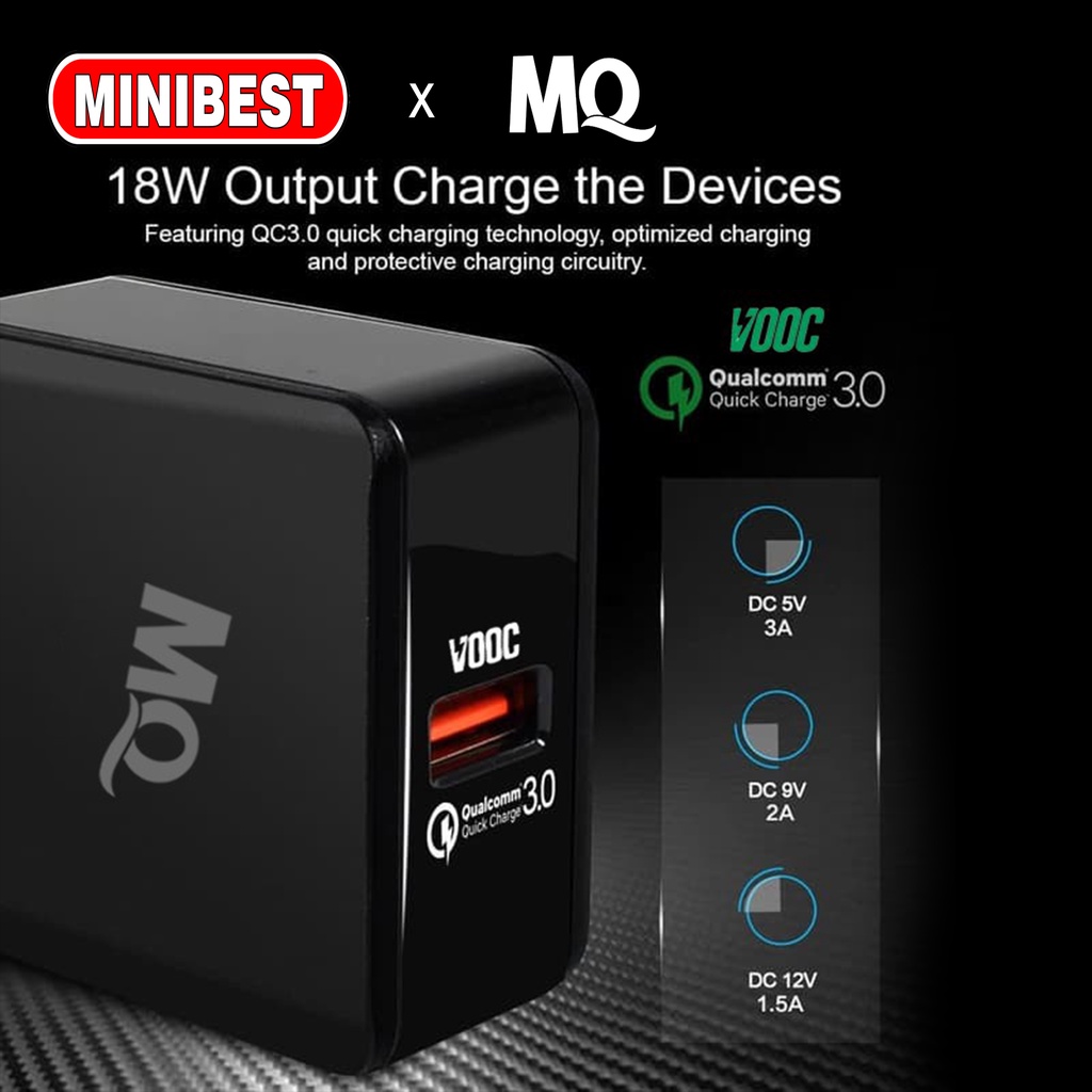 MB ORIGINAL Charger Qualcomm 3A 18W QC 3.0 with Cable Fast charge Quick Charger Original MQ FT02