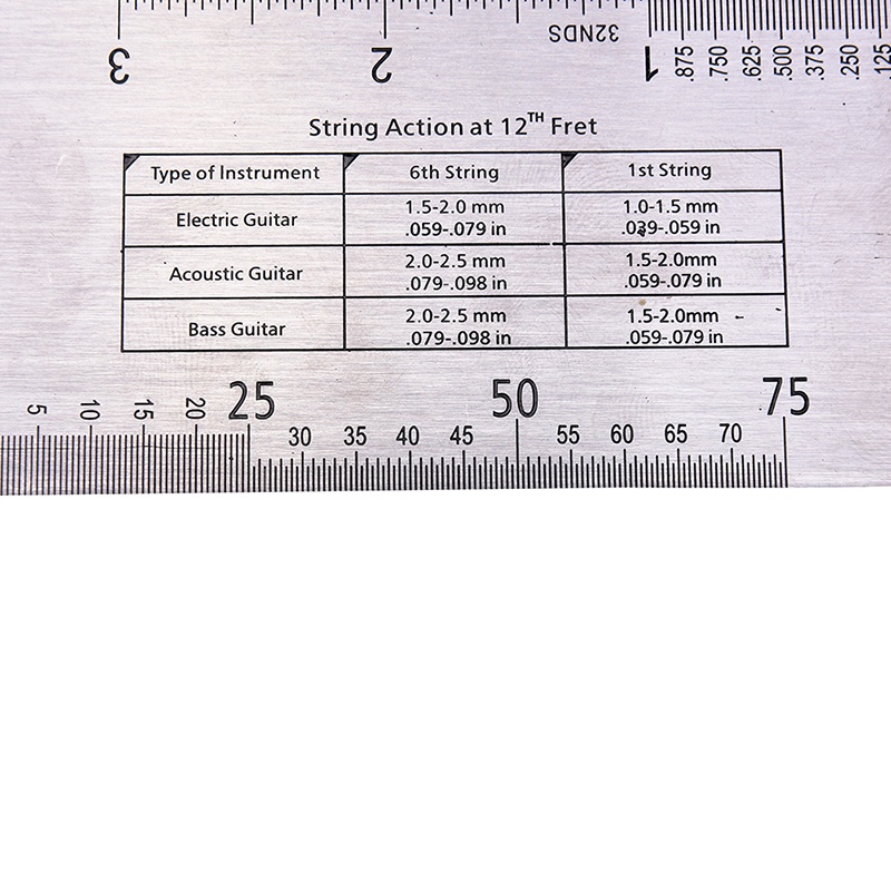 &lt; E2id &amp; &gt; Penggaris Pengukur Senar Gitar Bass Bahan Baja