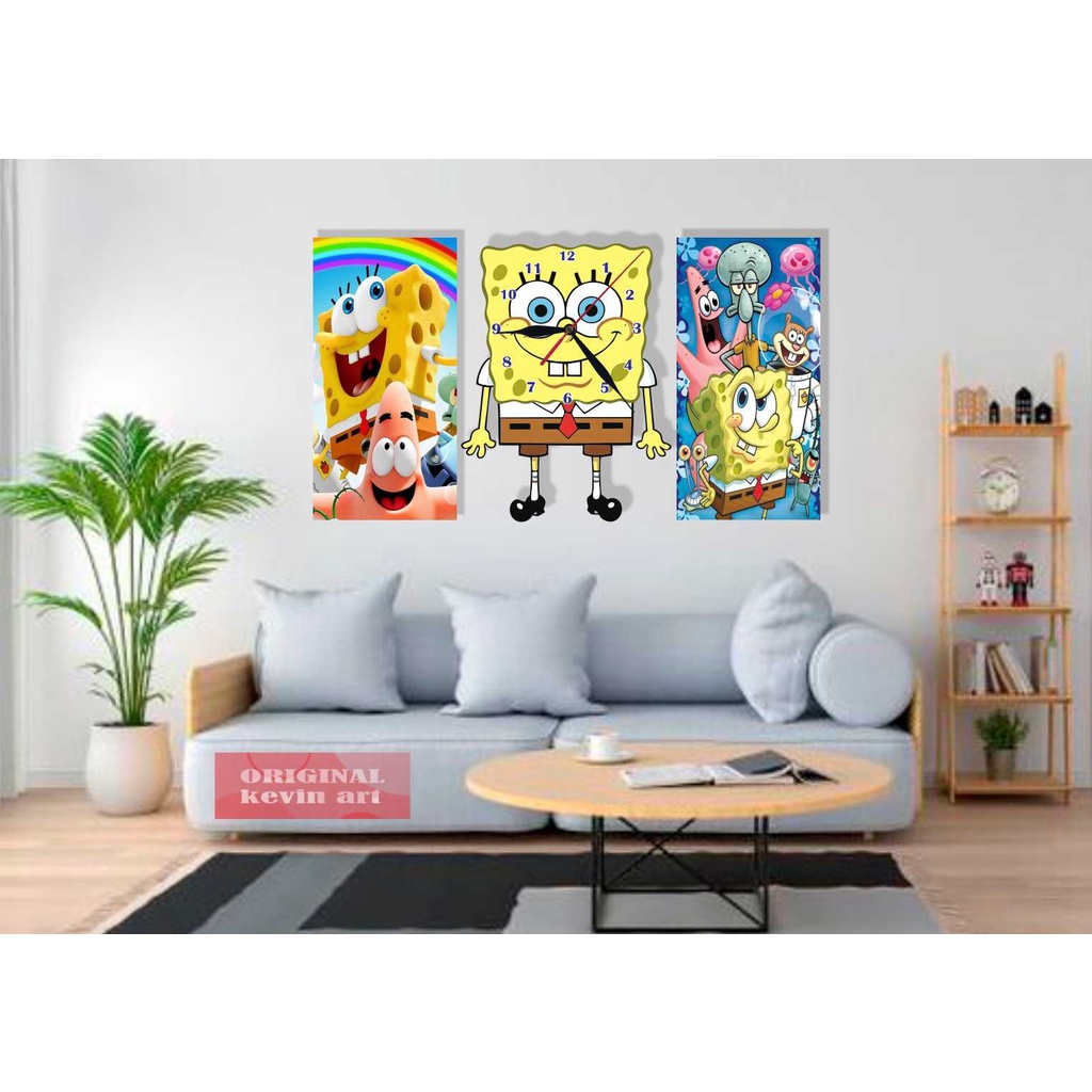 JAM DINDING BESAR KARAKTER SPONGEBOB 1 SET HIASAN DINDING MURAH UNIK ARTISTIK DEKORASI KAMAR TIDUR ANAK MINIMALIS MODERN MEWAH AESTHETIC CUSTOM STIKER DINDING PAJANGAN DINDING ARTISTIK SERBA SERBI PERLENGKAPAN DEKORASI PERNAK PERNIK HIASAN RUMAH GANTUNGAN