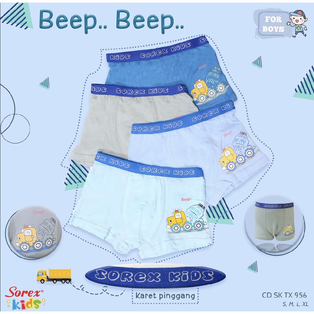 SOREX KIDS BOY SK TM 702 ; TM 904 ; TX 956 ; TM 704 ; TM 703 CD CELANA DALAM BOXER ANAK COWO LAKI- laki S ; M ; L ; XL
