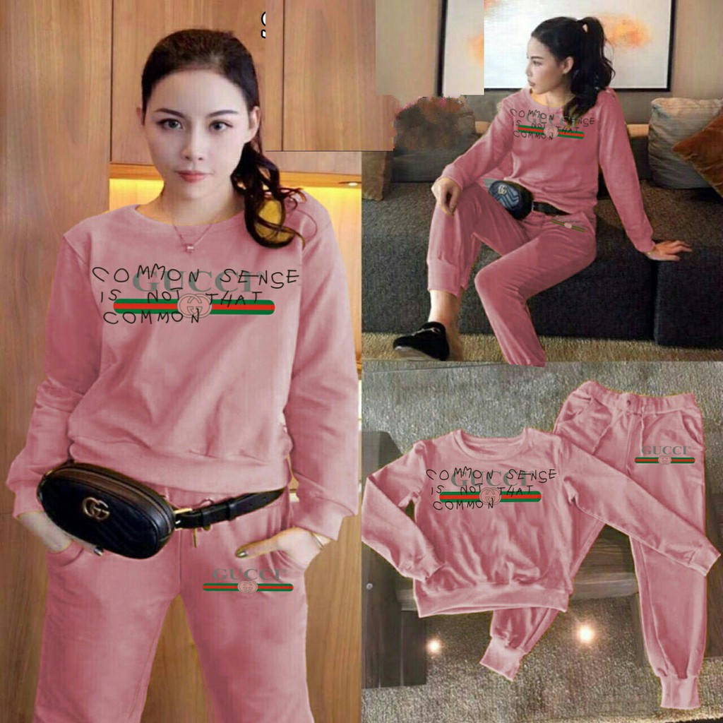 setelan training jumbo enjoy pink