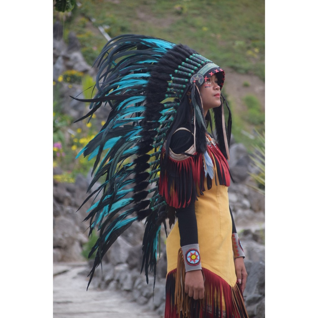 TOPI INDIAN - INDIAN HEADDRESS MEDIUM AYAM BILABONG  HIJAU TOSCA