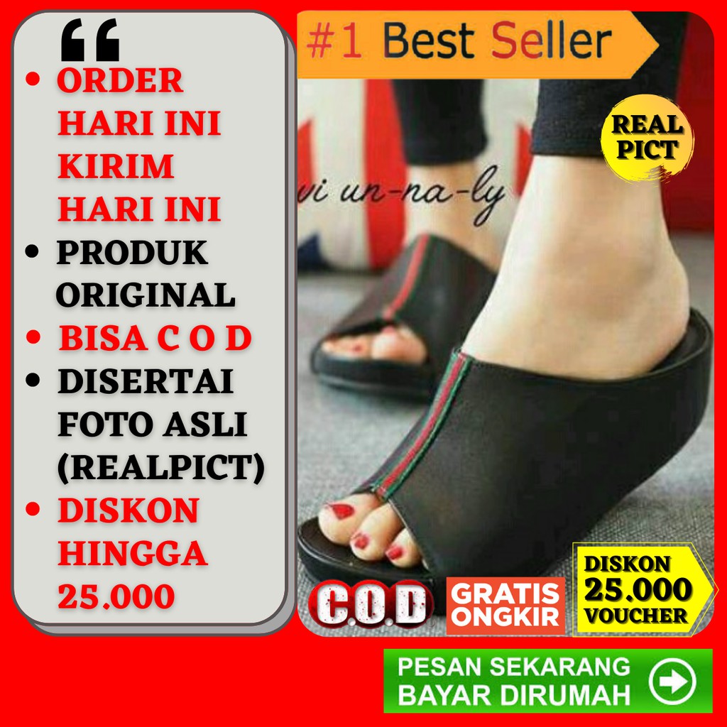 Sendal Wanita Wedges Sandal Cewek Anak Widges Weges Wegdes Slop Selop Casual Terbaru Murah Pesta 5cm