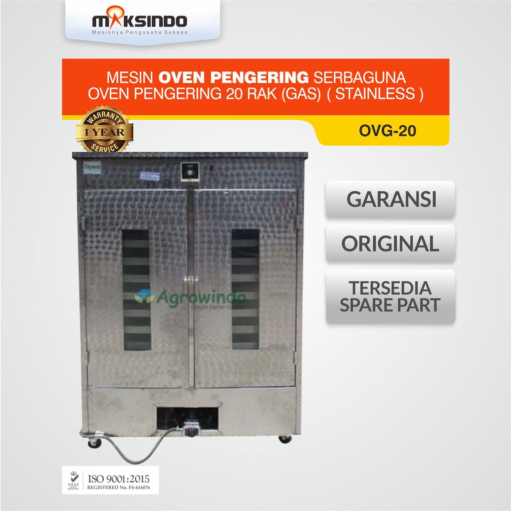 Maksindo Mesin Oven Pengering Serbaguna Stainless Gas AGR-OVG20SS
