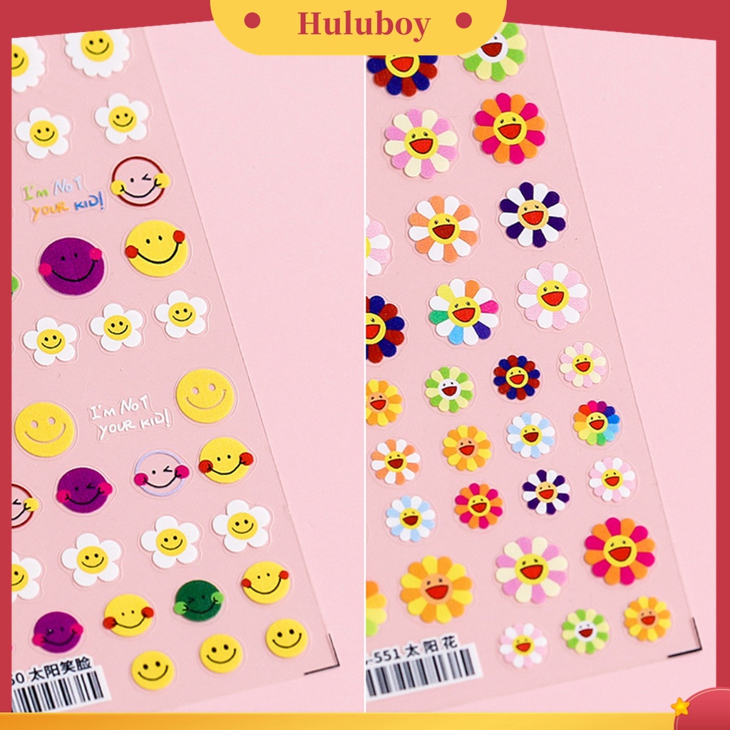 Huluboy Huluboy♡ Stiker Kuku Bentuk Bunga Matahari 3D Dengan Lem Belakang Untuk Manicure