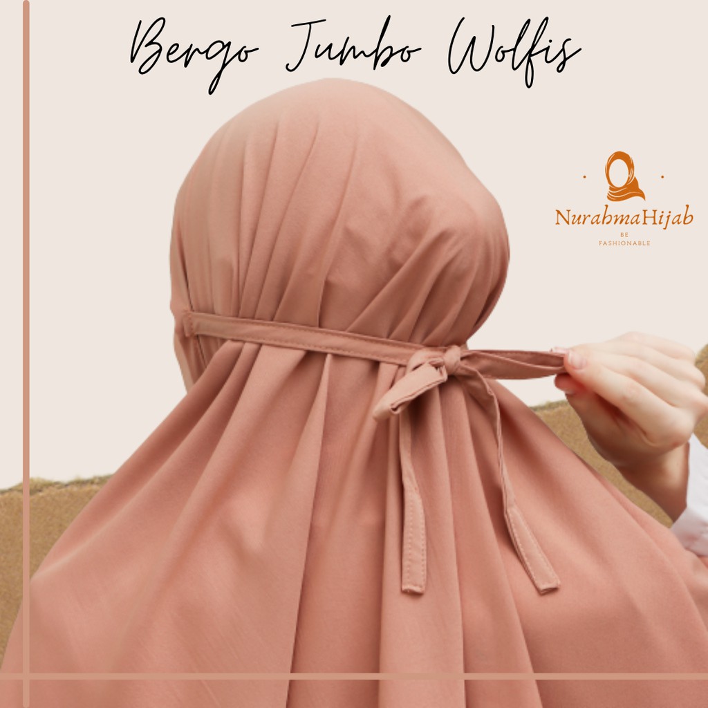 Khimar Bergo Jumbo Wolfis Non Ped / Khimar Jumbo Tali Non Ped / Hijab Instan Maryam Syari