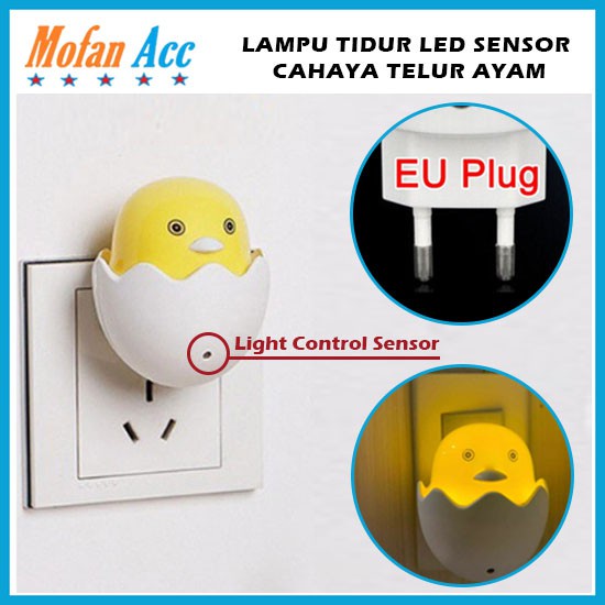 Lampu LED Tidur Kamar Anak Lucu Unik Lampu Telur Ayam Sensor Cahaya