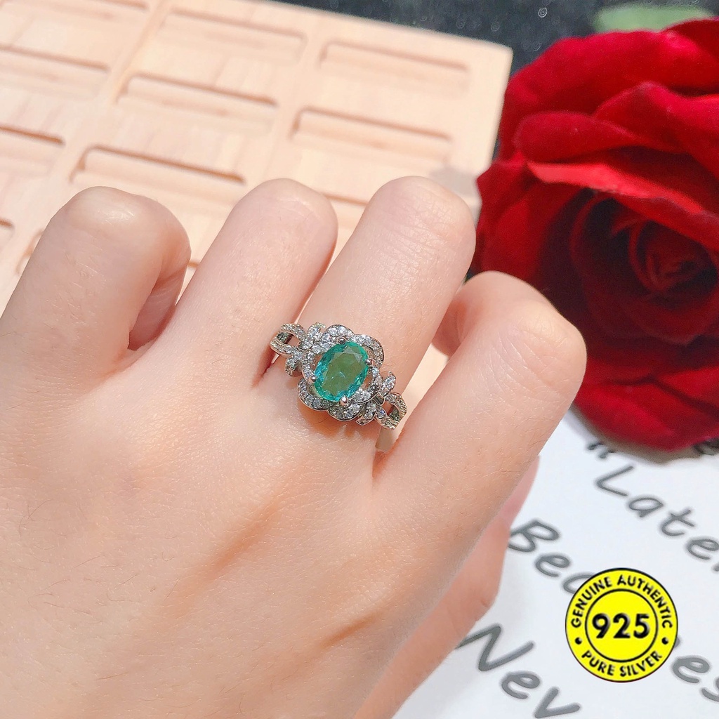 Cincin Model Terbuka Desain Bunga Mawar Hias Permata Warna Warni Adjustable Untuk Wanita