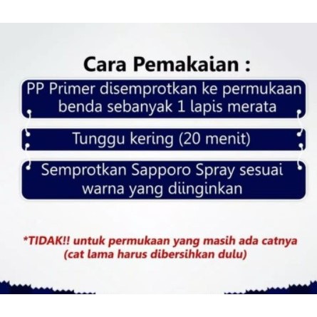 Cat Semprot Sapporo Spray PP PRIMER / pilok/ pilox (PP PRI) 300cc