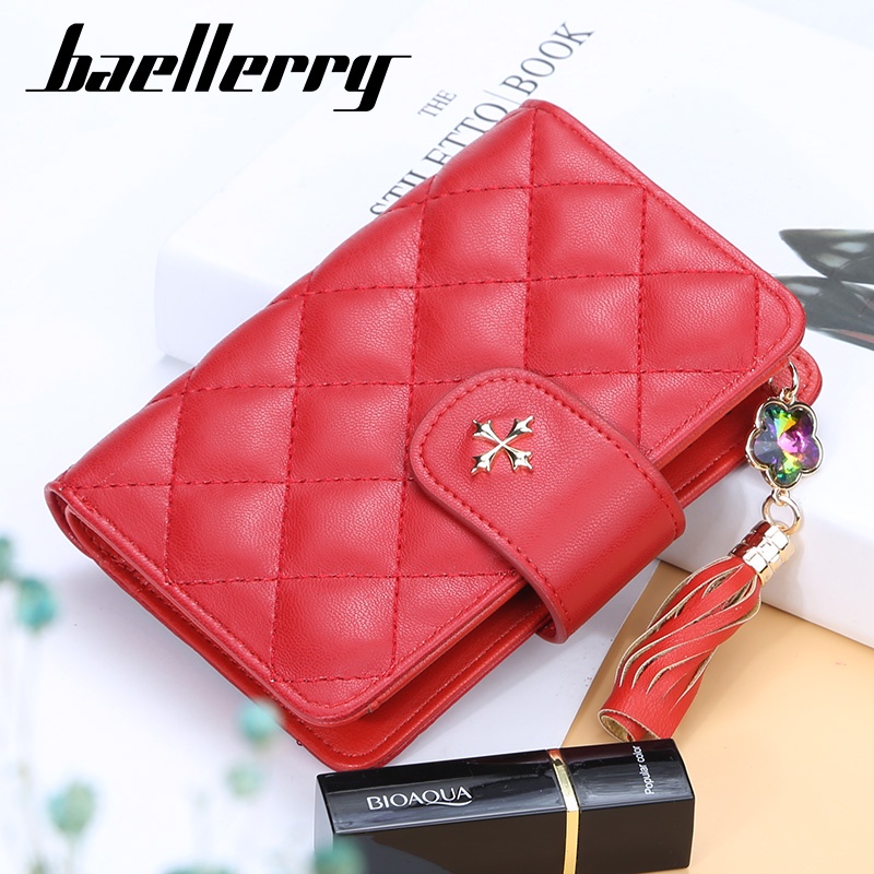 BAELLERRY N1815 Dompet Wanita Dompet Pendek Lipat Dompet Kartu Wanita Bahan Kulit PU Leather Premium WATCHKITE WKOS