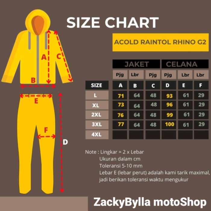 Jas Hujan Acold Raintol RHINO Mantel Hujan Karet Kuat Safety Tambang Raincoat Pria Wanita