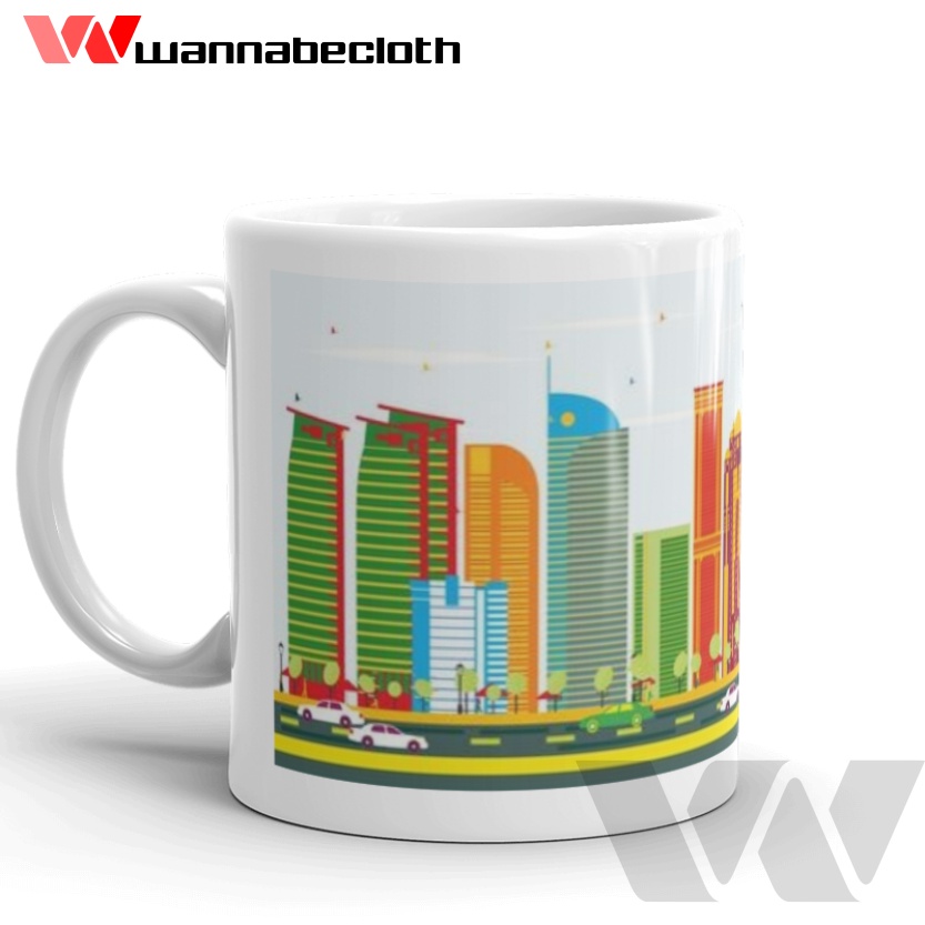 Gelas Doha Qatar Mug Doha Qatar Cetak Mug Custom Souvenir Doha Qatar Mug World City v1