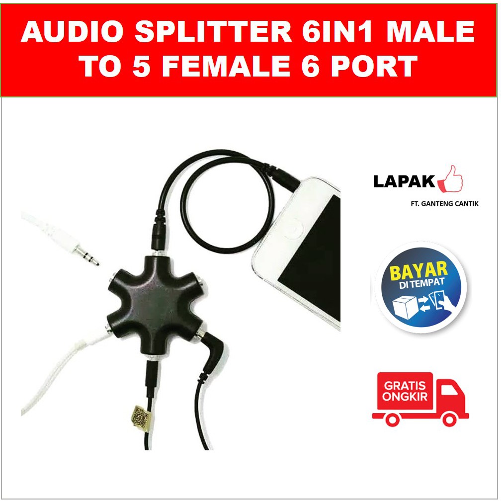 6 IN 1 Audio Splitter 6IN1 6 port / Male to 5 Female Audio Splitter