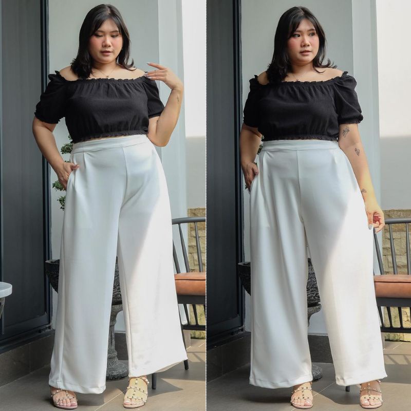 GROSIR✅ PAHA &amp; PINGGAR LONGGAR ✔ All Size 75-90kg Ready | KULOT BOHO POLOS ~ PILIH Scuba &amp; Crepe Waffle MELAR &amp; TEBAL | Warna cantik SHOPEE COD celana panjang wanita/big size/jumbo/santai