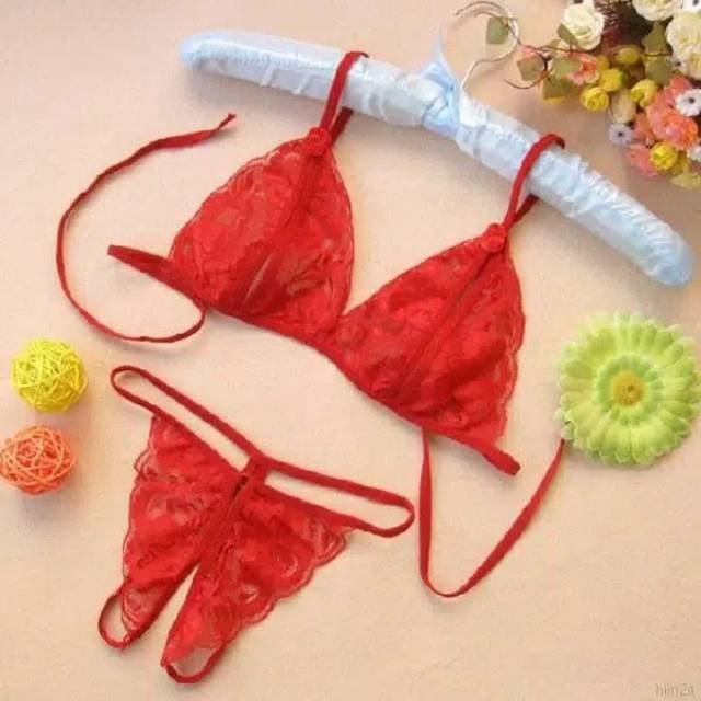 Medan Termurah KD001 ( 2in1 Bra + CD ) Set Honeymoon lingerie Bra + G-String Lace