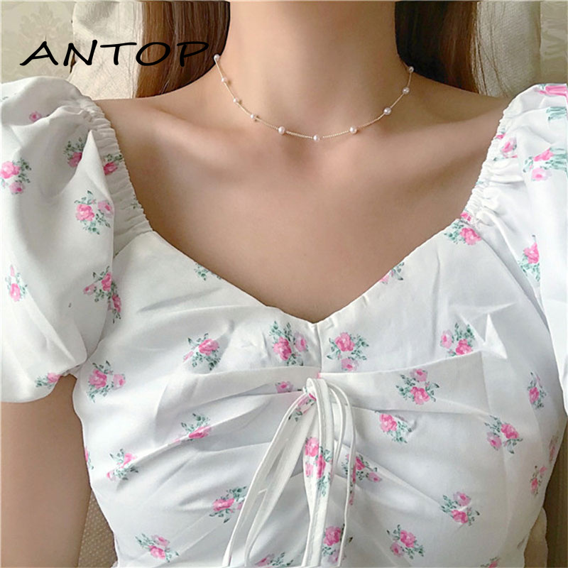 Adjustable Fashion Classic Clavicle Pearl Necklace Exquisite Gold Necklace ANTOP