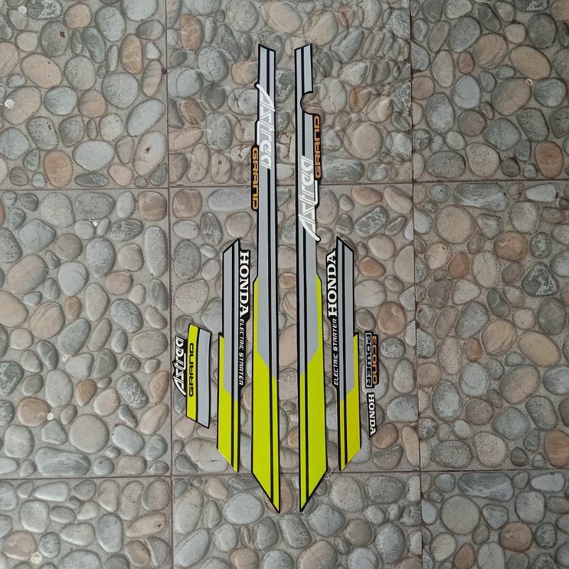 stiker motor honda astrea grand 1991 1992 silver-hijau stabilo