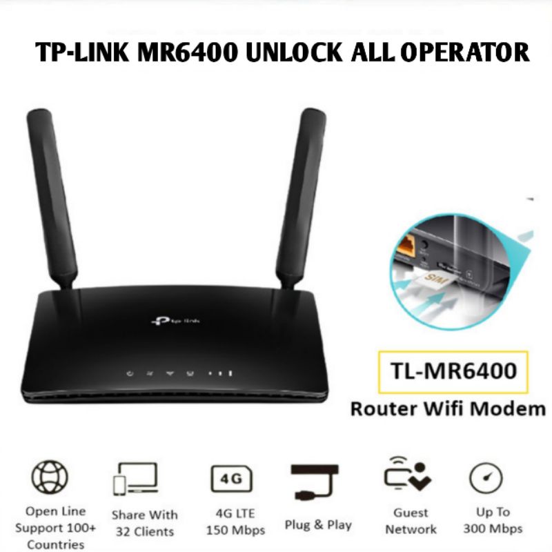 WIFI ROUTER MODEM WIFI 4G TPLINK TL-MR6400 UNLOCK ALL OPERATOR (BEKAS)