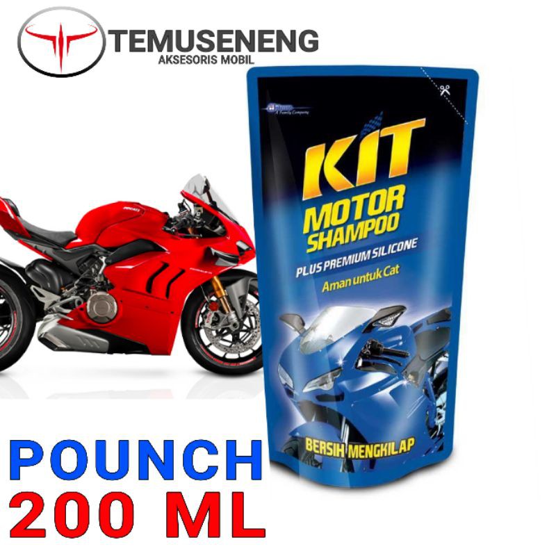 Kit Motor Shampoo Pouch 200 Ml Plus Premium Siliicone Shampoo Cuci Motor Mobil Kendaraan Refill