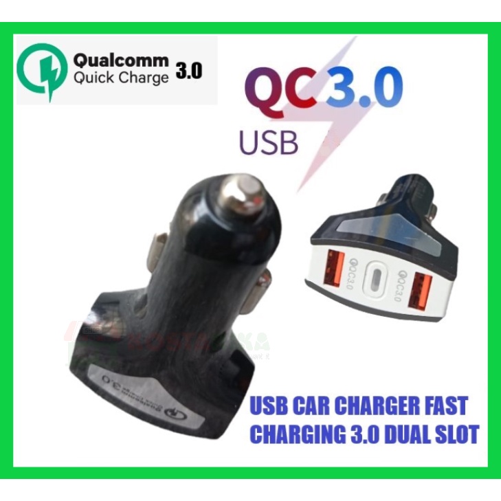 KOSTARIKA Car Charger Saver Fast Charge Charging QC 3.0 Dual Port USB Qualcomm