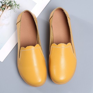 Fashion Wanita Sepatu Loafer Kulit Asli Gadis Mahasiswa