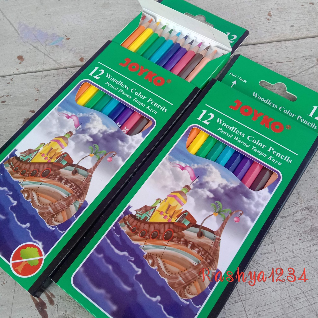 Joyko Pensil Warna Panjang Set 12 Warna Tanpa Kayu Murah-2