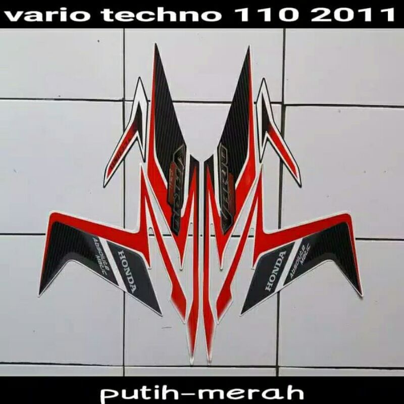 Stiker/Striping/Emblem/Decal Motor Honda Vario Techno 110 Tahun 2011 Warna Putih Merah