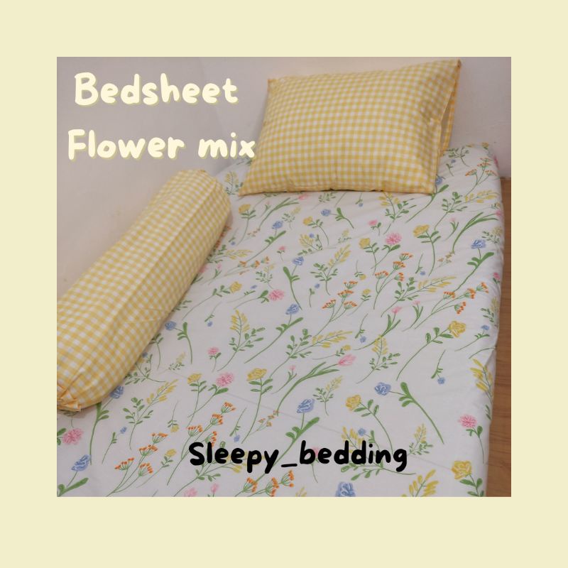 1 set sprei bunga korea pastel / seprai sarung bantal guling motif bunga korea aesthetic