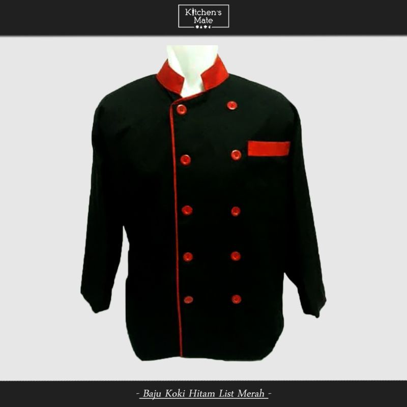 Baju Koki Hitam Lis Merah