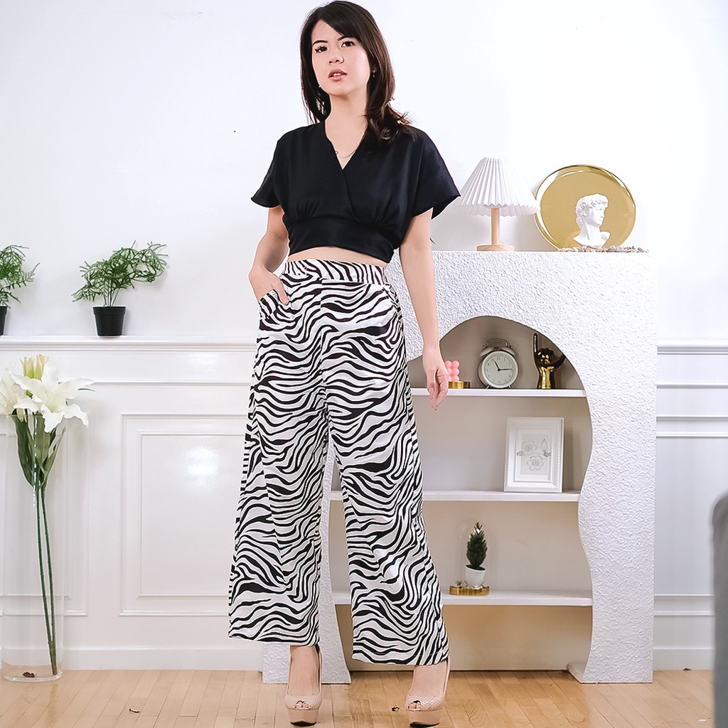 BEFAST - ZEC OOTD Wanita Celana Kulot AIMYA / Kulot Zebra / Kulot Animal / Celana Panjang Motif / Kulot Kekiniaan Remaja / Keluaran terbaru 2022 / Celana Kulot Trendy / Terlaris