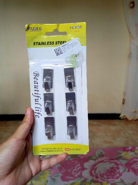 Gantungan Serba Guna Adhesive 6 Pcs Gantung Baju Handuk Pakaian Aksesoris Gantungan Tempel Dinding