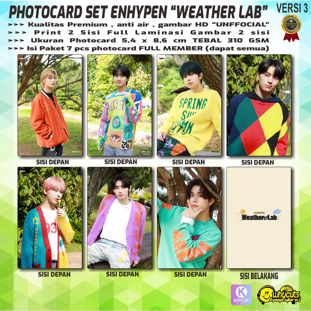 PHOTOCARD FULL SET PREMIUM ENHYPEN DILEMMA LIVE PHOTO SELFIE COLLECTION // FULL PRINT 2 SISI LAMINASI GLOSSY ISI 7 PCS