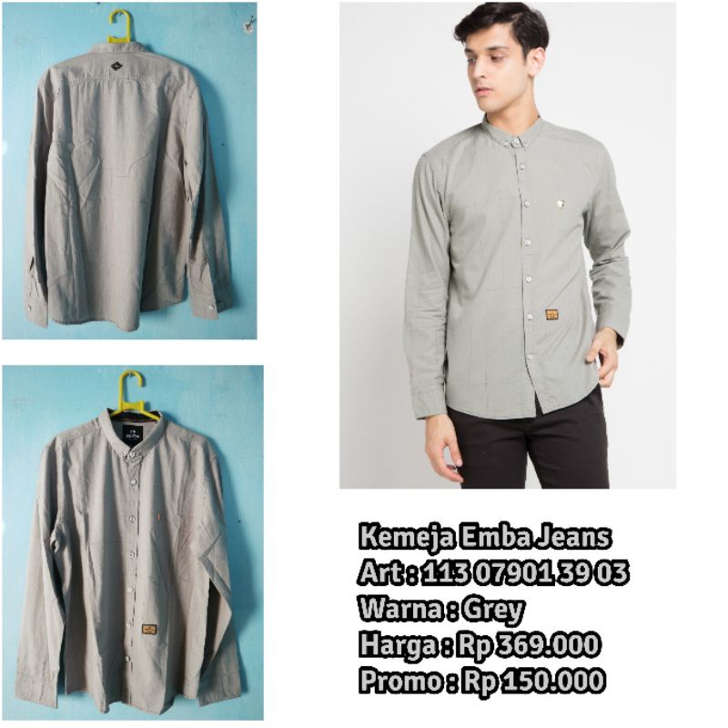 RSShop Kemeja Lengan Panjang Pria Emba Jeans Stevan