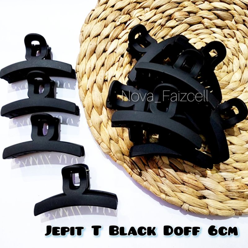 Jepit Rambut T Black Doff 6cm Import Dewasa Jepitan Hitam Premium