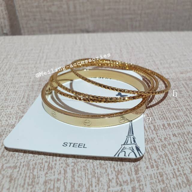 Gelang titanium asli gold bahan tebal Anti karat Bracelet Stainless steel Premium Quality Gt36