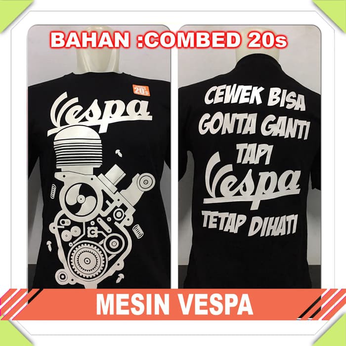 kaos baju distro drag racing MESIN VESPA - Hitam, L