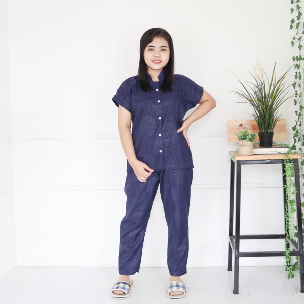 IZANY Piyama Anak Coway / Set Coway Size 14 SATIN APPLE banyak motif-EMBOS NAVY