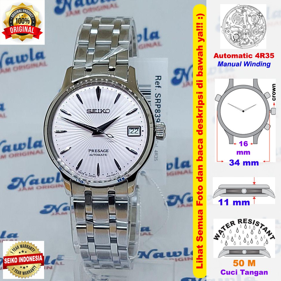 Seiko Presage Ladies SRP839J1 Cosmopolitan Pink - Jam Tangan Wanita SRP839