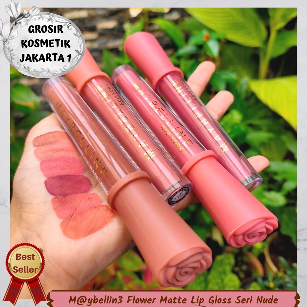 12 pcs (LUSIN) Maybelline Flower Matte Lip Gloss seri Nude - Lip Cream Maybelline warna soft - Lipma