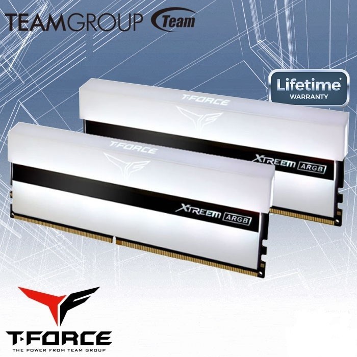 Memory PC Team T-Force EXTREEM ARGB 16GB Dual DDR4 3600Mhz White