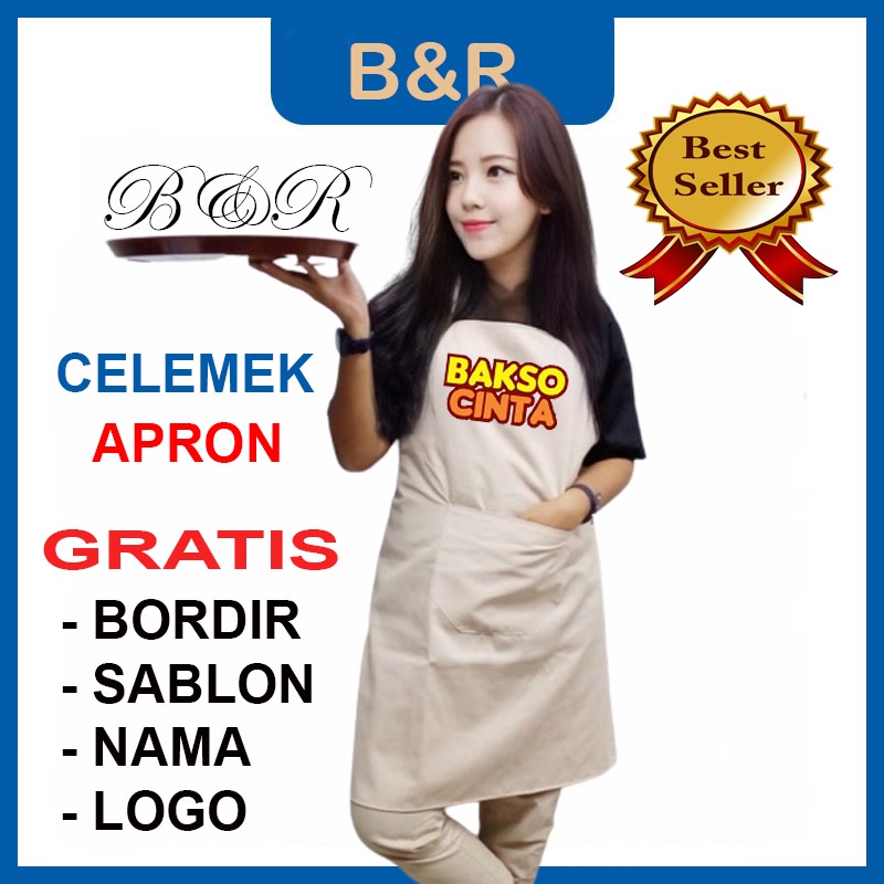 Celemek custom LOGO atau Nama SATUAN apron request desain