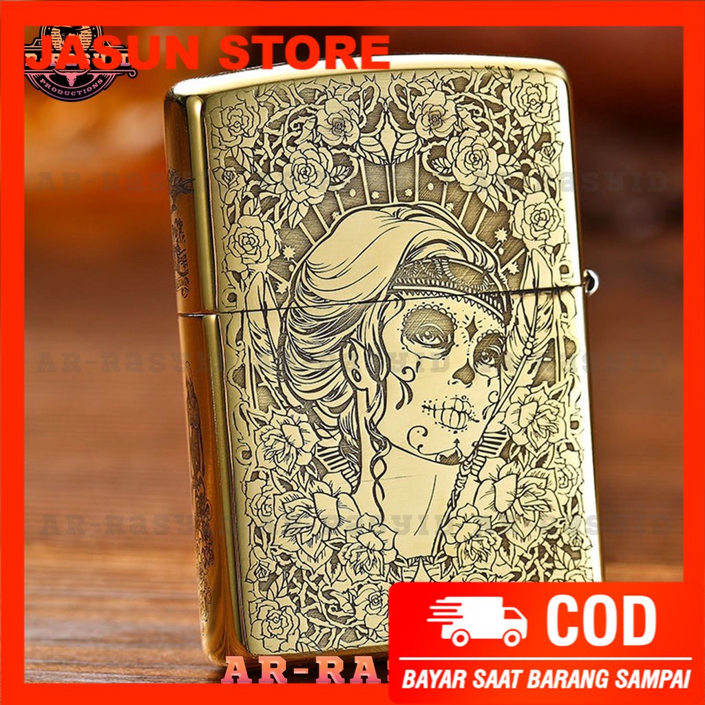 Korek Api Minyak Zippo Gold Ukir Motif Zippo Beauty Women 168 3962-7