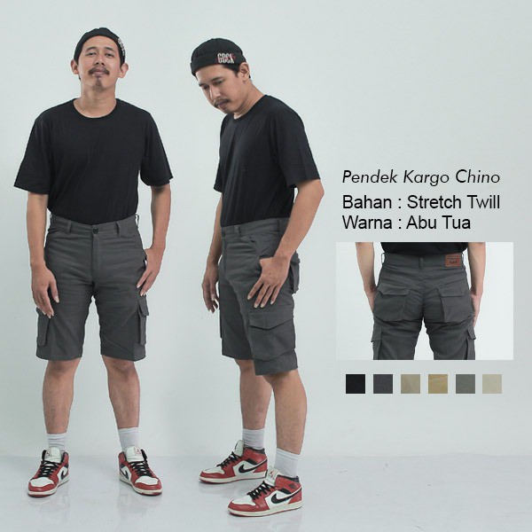 Celana Chino Pendek Pria / Celana Santai / Celana Bahan / Celana Kasual / Moca Capucino Hitam Cream