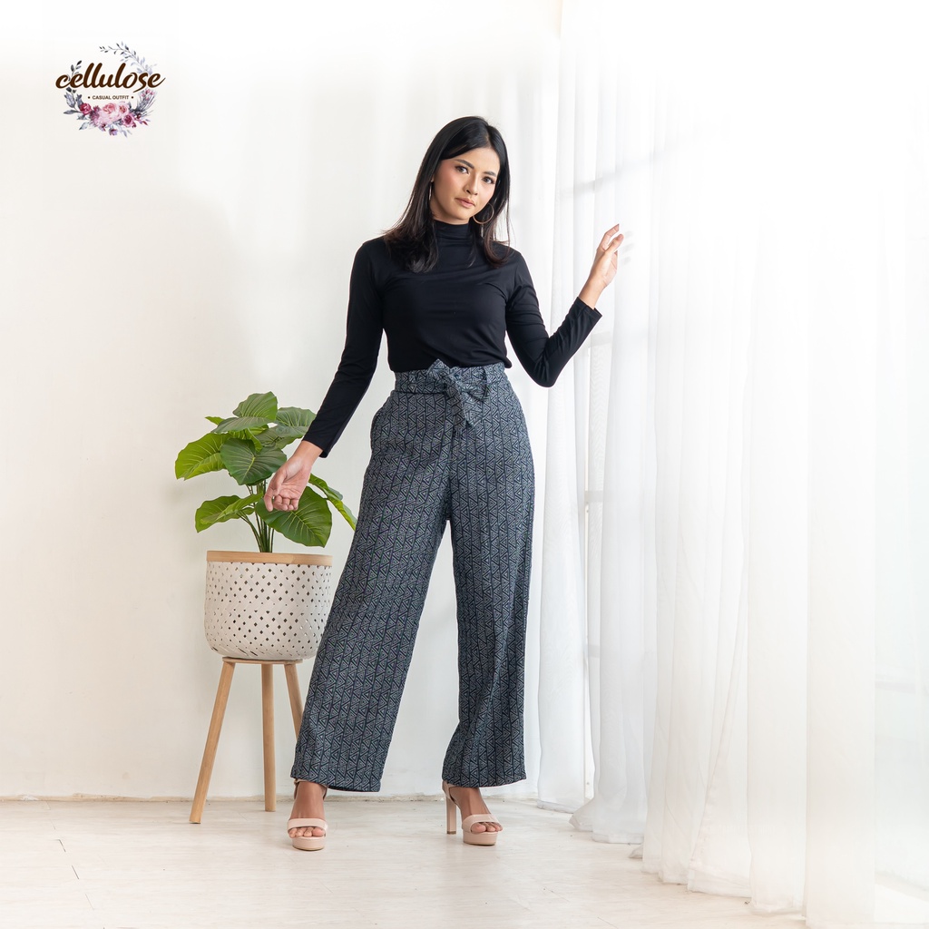 SALE Cellulose Celana Kulot Wanita Highwaist Bahan Jeans Premium Motif Tribal