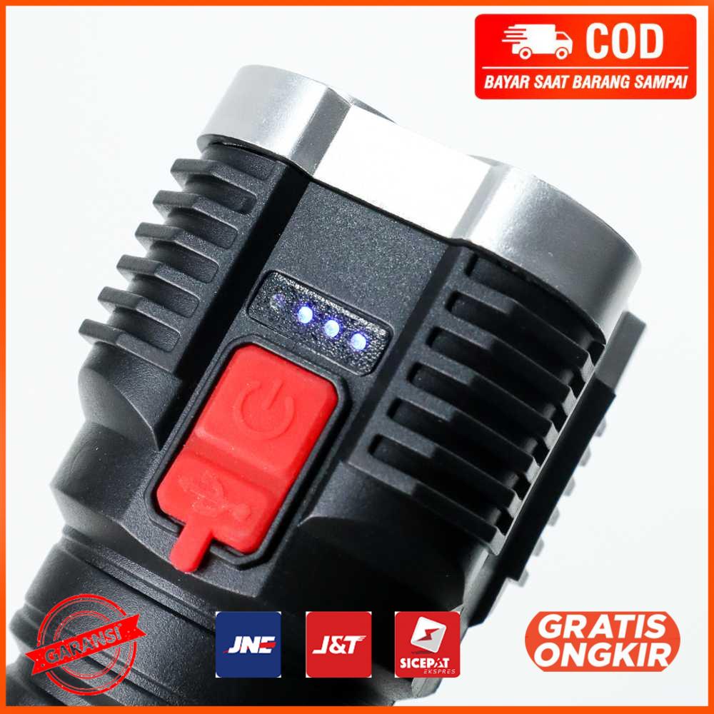 Senter LED Flashlight USB Rechargeable 4 XPE  COB ZH01