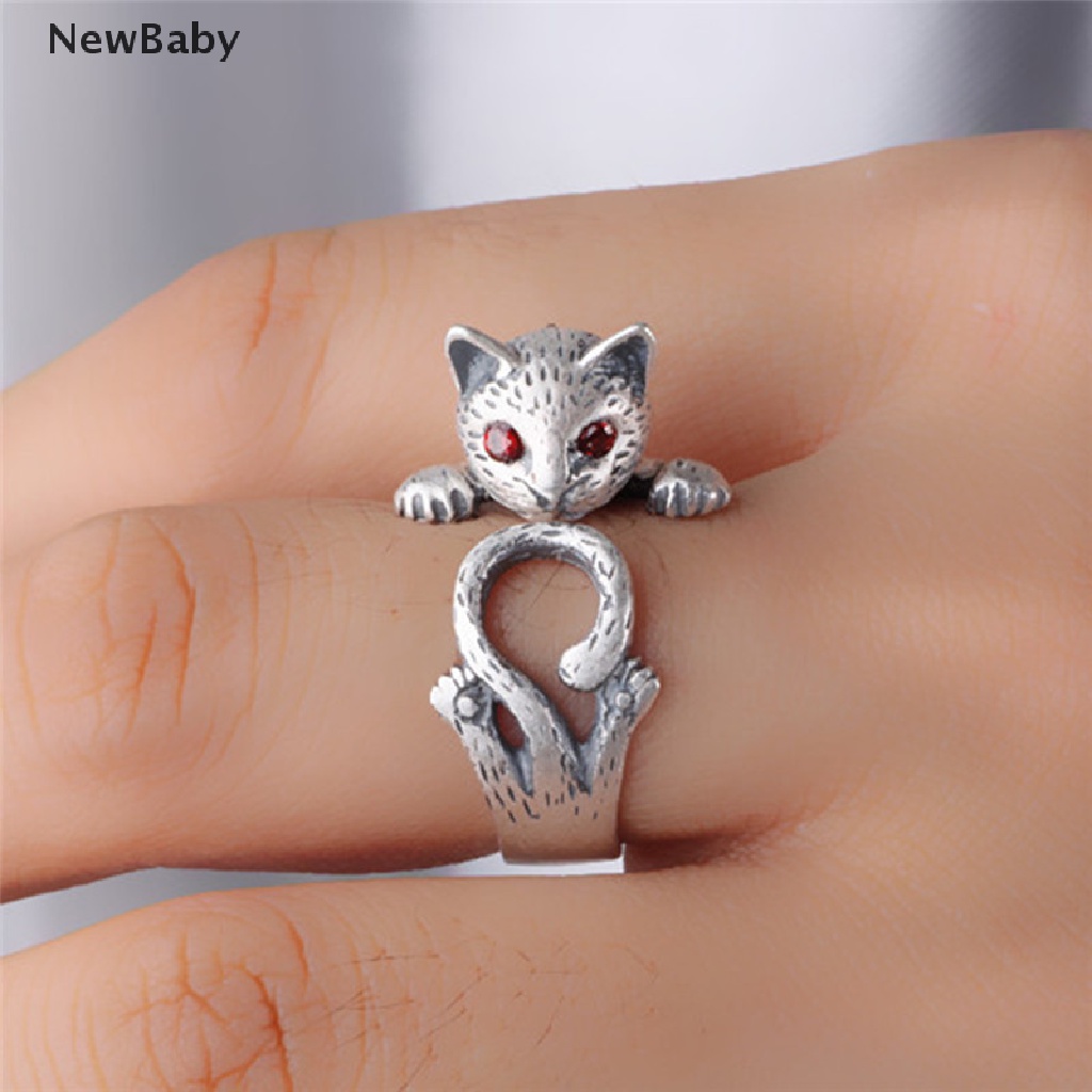 Cincin Knuckle Adjustable Desain Hewan Kucing Gaya Boho Vintage Untuk Wanita