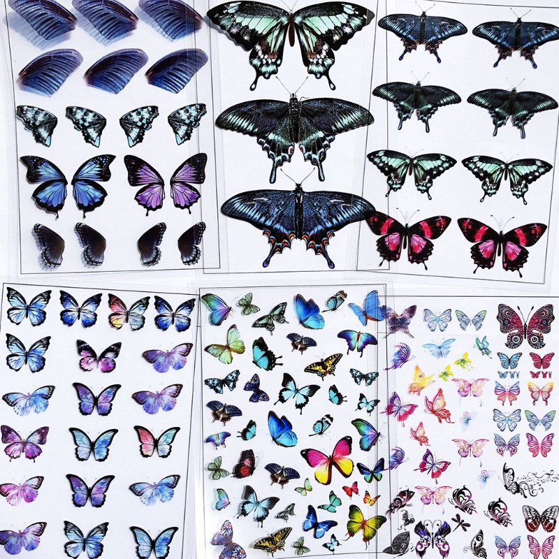 Siy 5 Lembar Stiker Butterfly Kristal Epoxy Resin Untuk Dekorasi Nail Art Diy