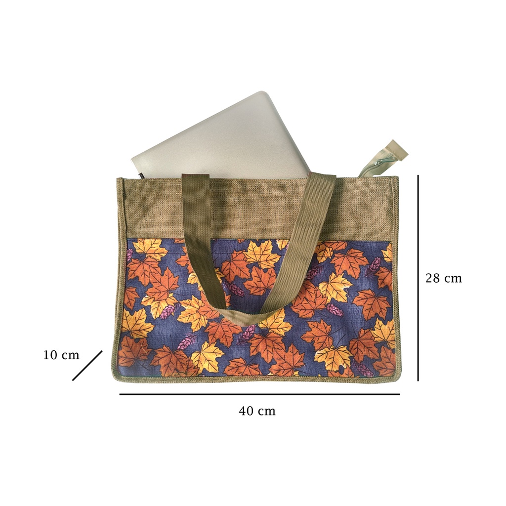 Totebag Goni Halus Kantong Kanvas Tote Bag Bisa Jadi Tas Laptop 40x28x10cm Motif MSG-01